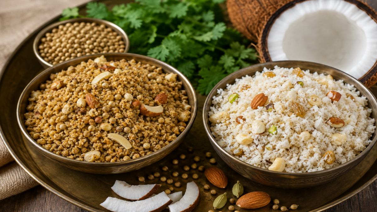 Dhaniya to Nariyal: Nutritionist Simrun Chopra Shares the Health Benefits of These 5 Simple Panjiri Recipes for Janmashtami