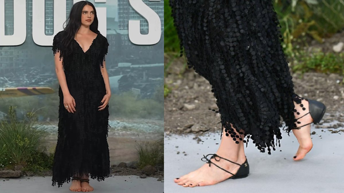 Margaret Qualley Turns Heads With Bold Barefoot Sandal Look at The Dog Stars London Premiere