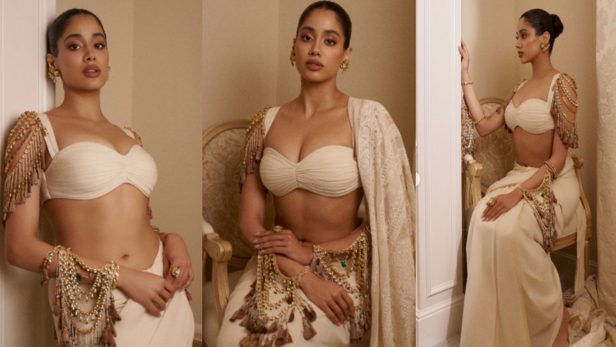 Janhvi Kapoor Brings the Apsara Aesthetic to Paris in Bejeweled Pankaj S Heritage