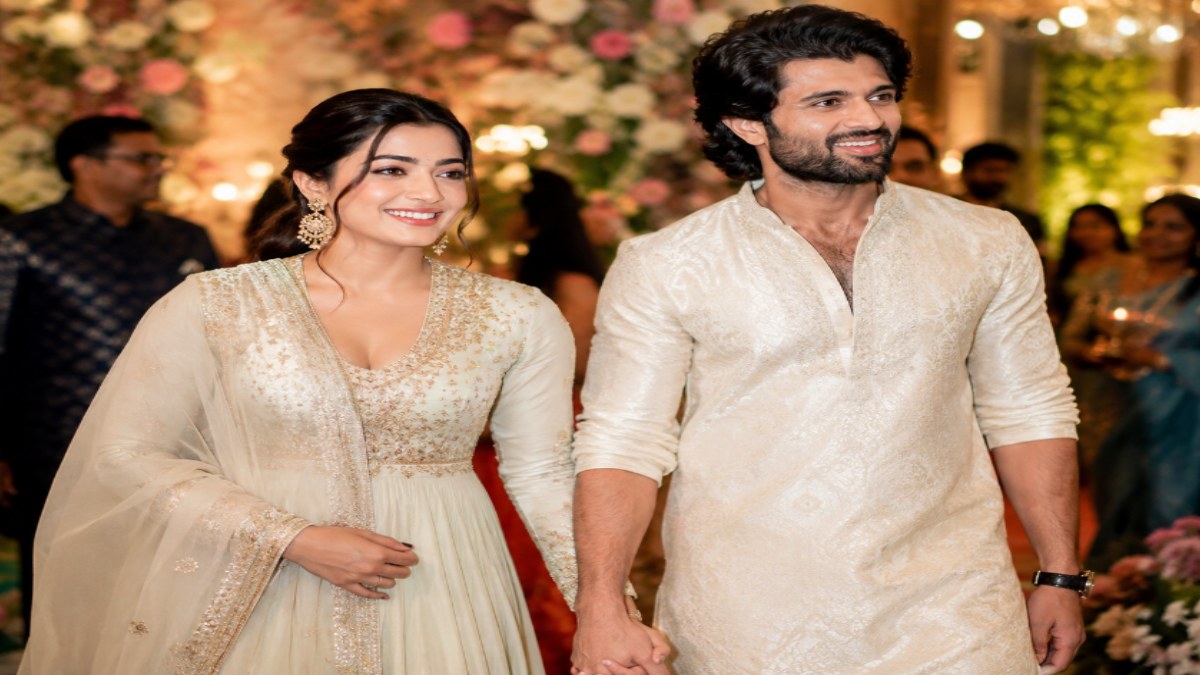 Rashmika Mandanna Stuns in Elegant Anarkali as She Arrives Hand-in-Hand With Vijay Deverakonda at Engagement Party