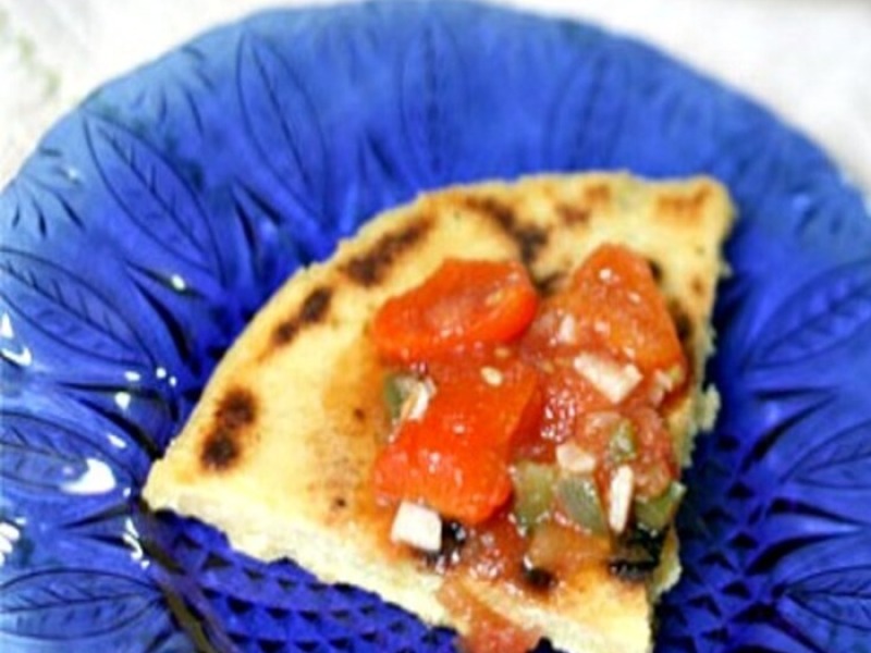Algerian Bouzgene Berber Bread with Roasted Pepper Sauce