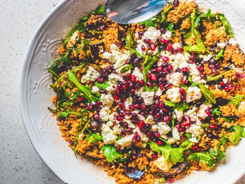 Aubergine couscous salad