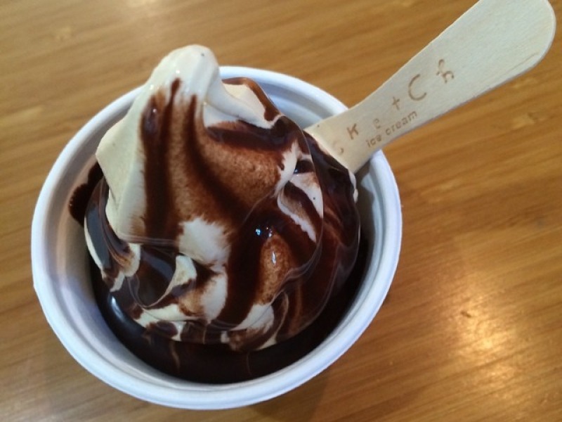 Ice Cream with Chocolate Caramel Sauce