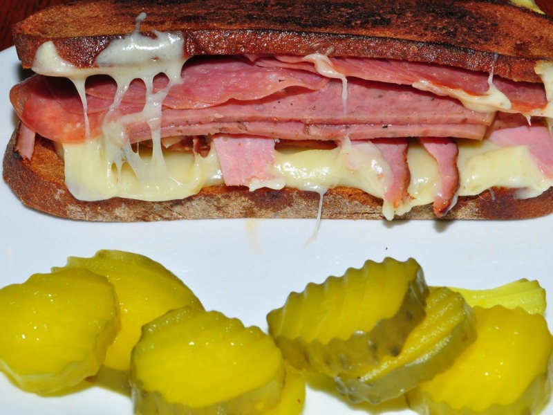 Salami and Pickle Grilled Cheese