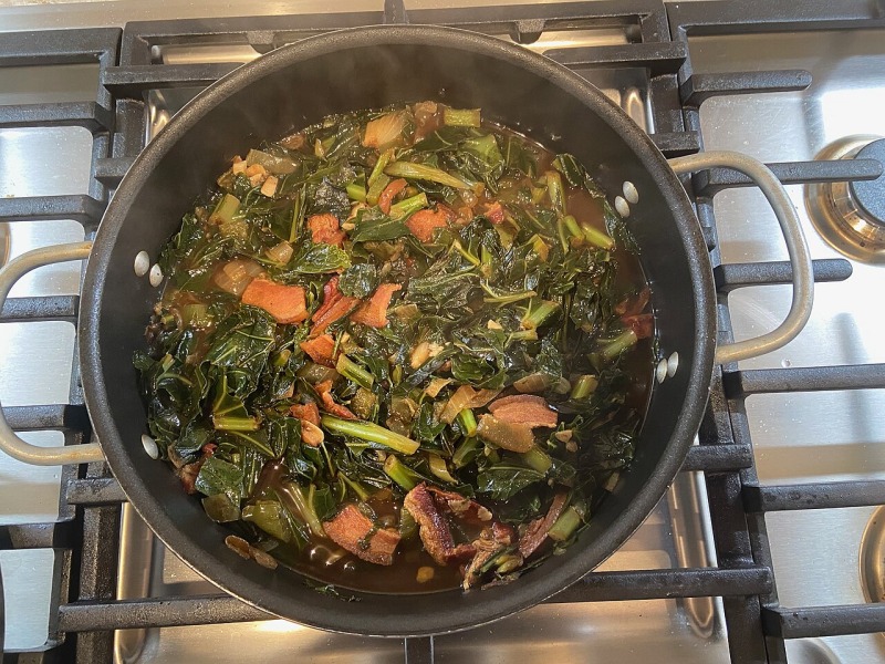 Sautéed Collard Greens with Slab Bacon