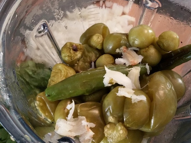 Tomatillo Salsa with Serranos